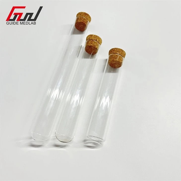 3 glass test tube with cork lid
